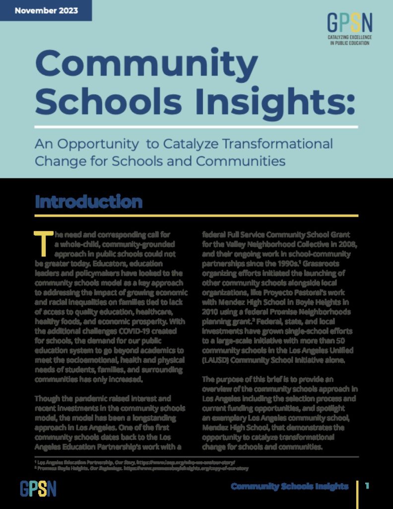 Community Schools Insights report cover